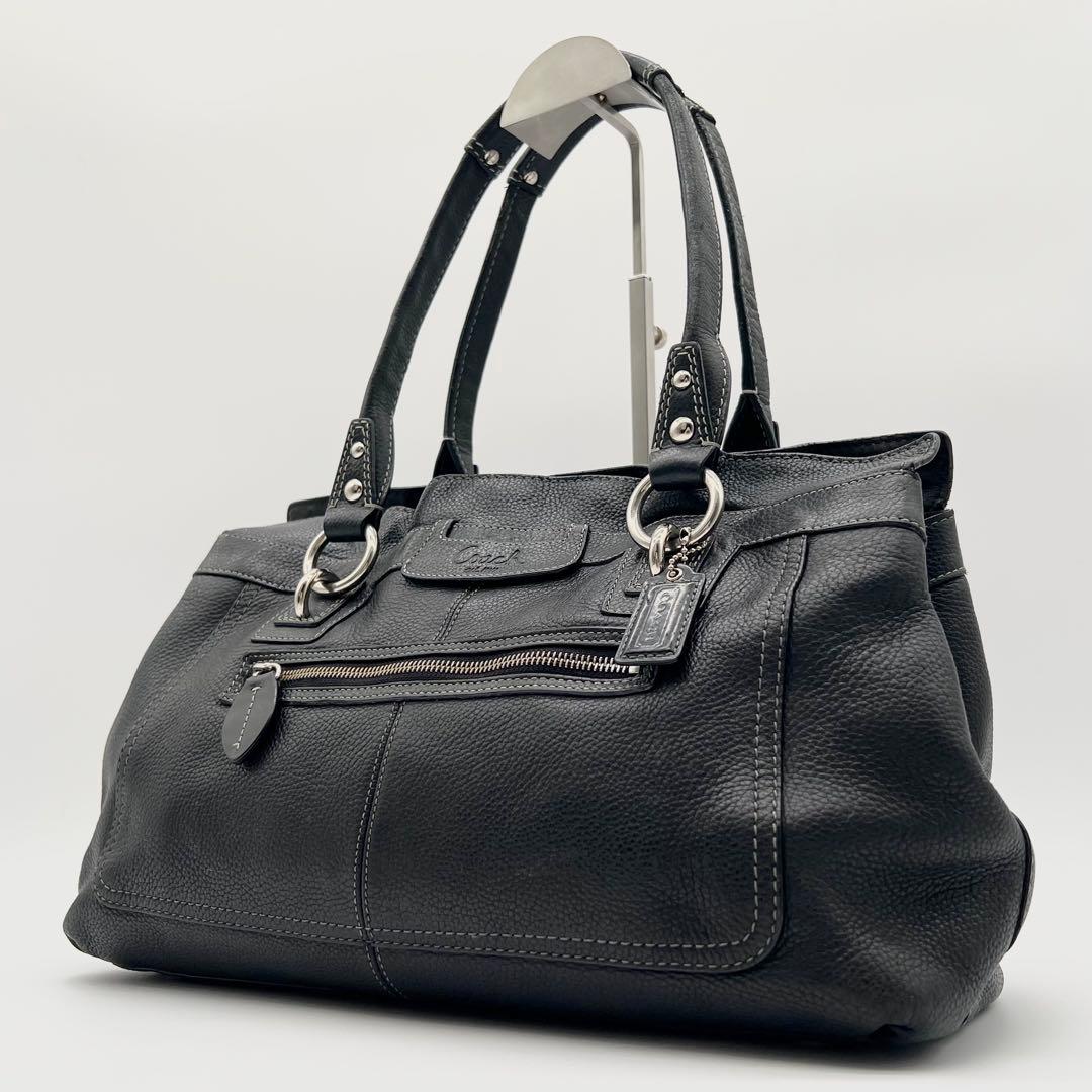 COACH ペネロピ トートバッグ ショルダー レザー シルバー金具 ブラック