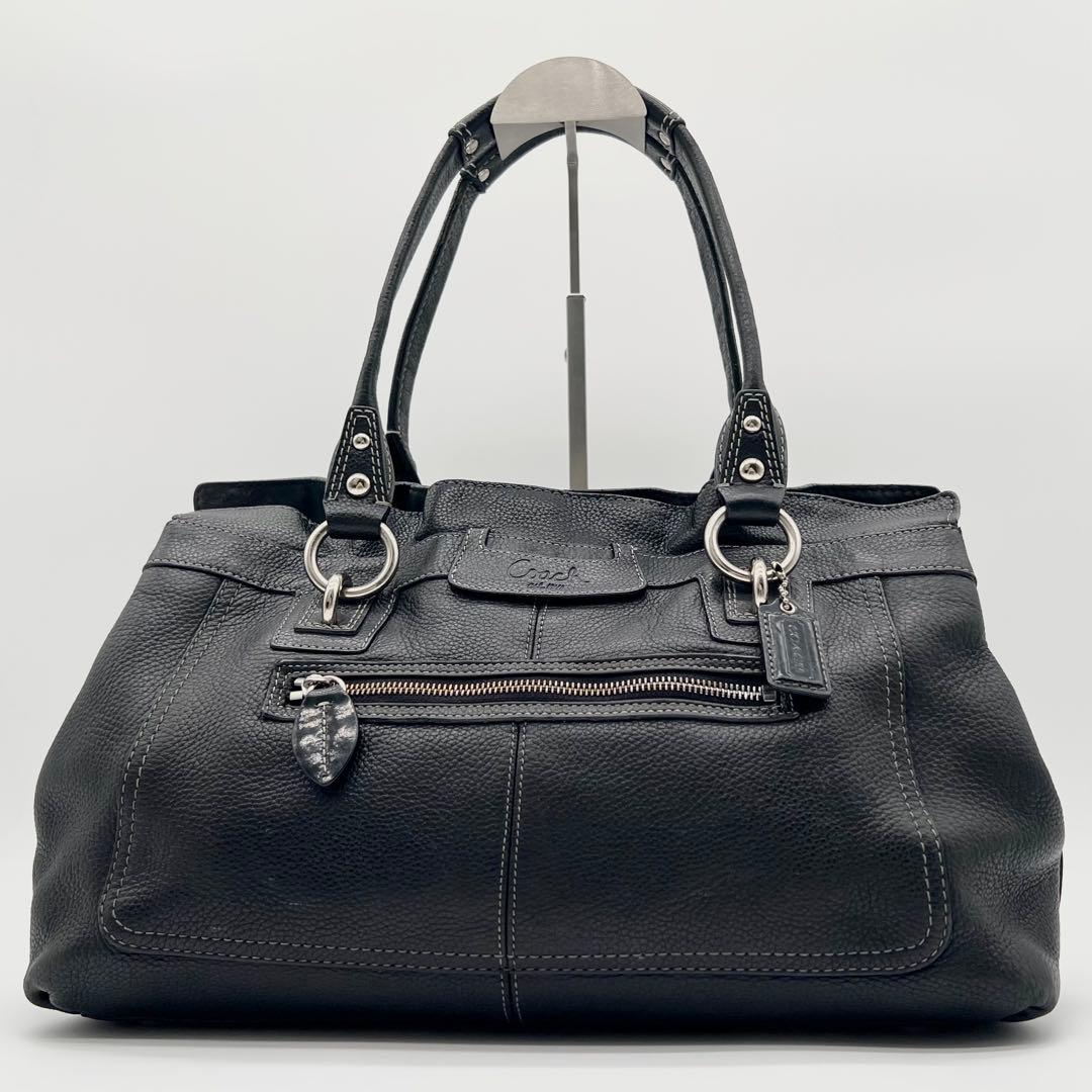 COACH ペネロピ トートバッグ ショルダー レザー シルバー金具 ブラック