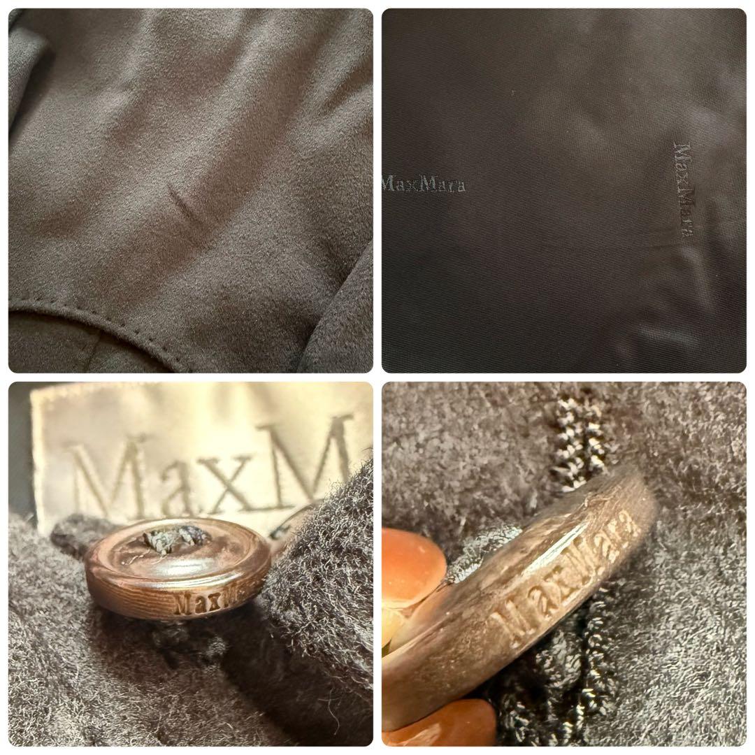 美品★マックスマーラ 白タグ カシミヤ混ベルテッドコート 取外可ファー襟 40