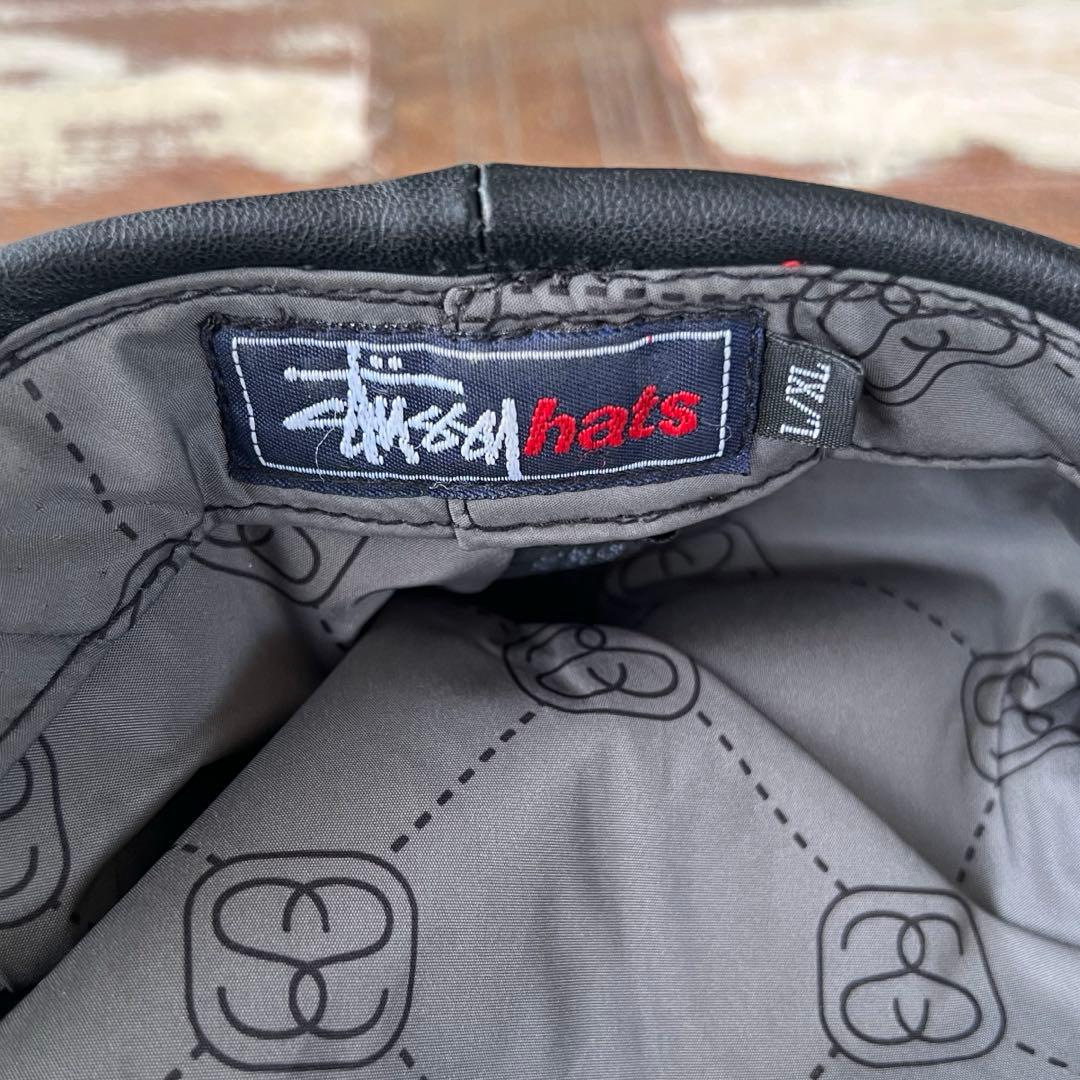 希少 old stussy レザー ハンチング 帽子 ベレー帽 ブラック