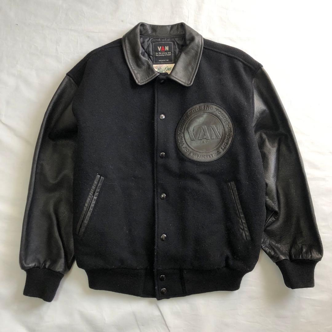 VAN スタジャン レザー スリーブ ビックワッペン ビンテージ