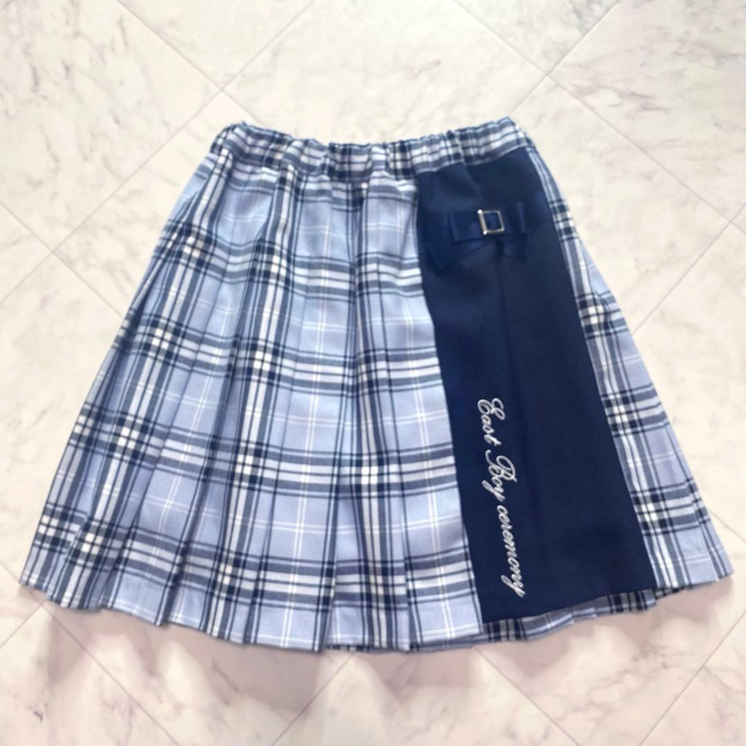 美品✨EAST BOY 160卒服　ネイビーブレザー　金ボタン　チェックスカート