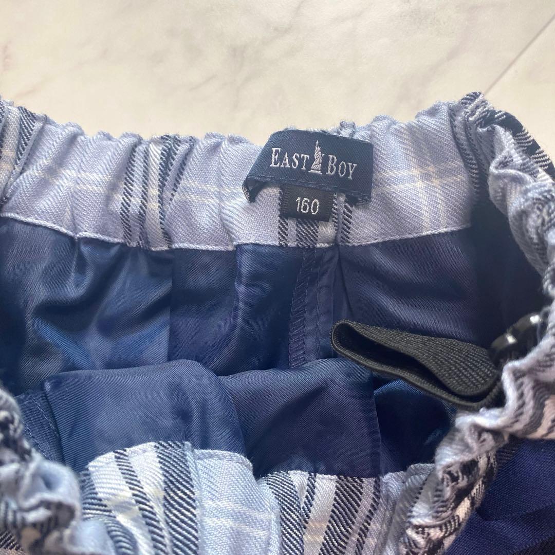 美品✨EAST BOY 160卒服　ネイビーブレザー　金ボタン　チェックスカート