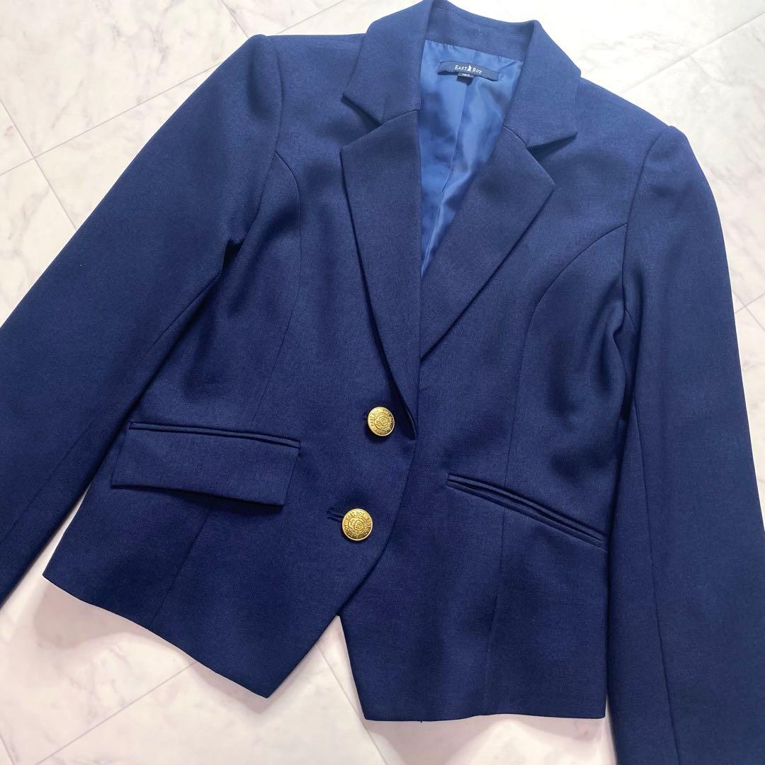 美品✨EAST BOY 160卒服　ネイビーブレザー　金ボタン　チェックスカート