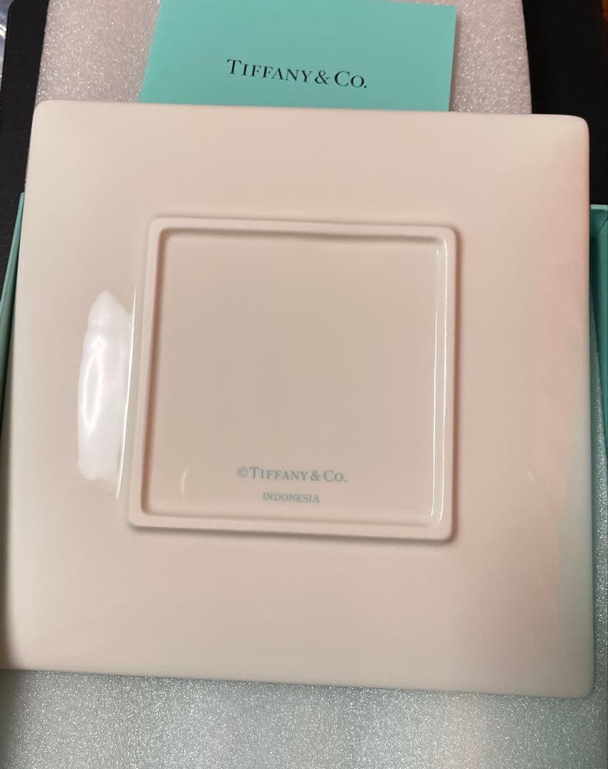 ティファニー　ブルー　リボン　ボウ　スクエア　プレート　皿　2枚　Tiffany