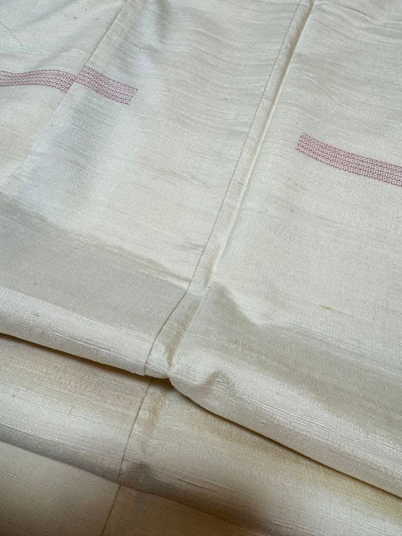 【銘品新品】西陣織染匠「美吉」小千谷紬 玉糸手引き真綿 生なり糸「亀甲絣橫段裂織