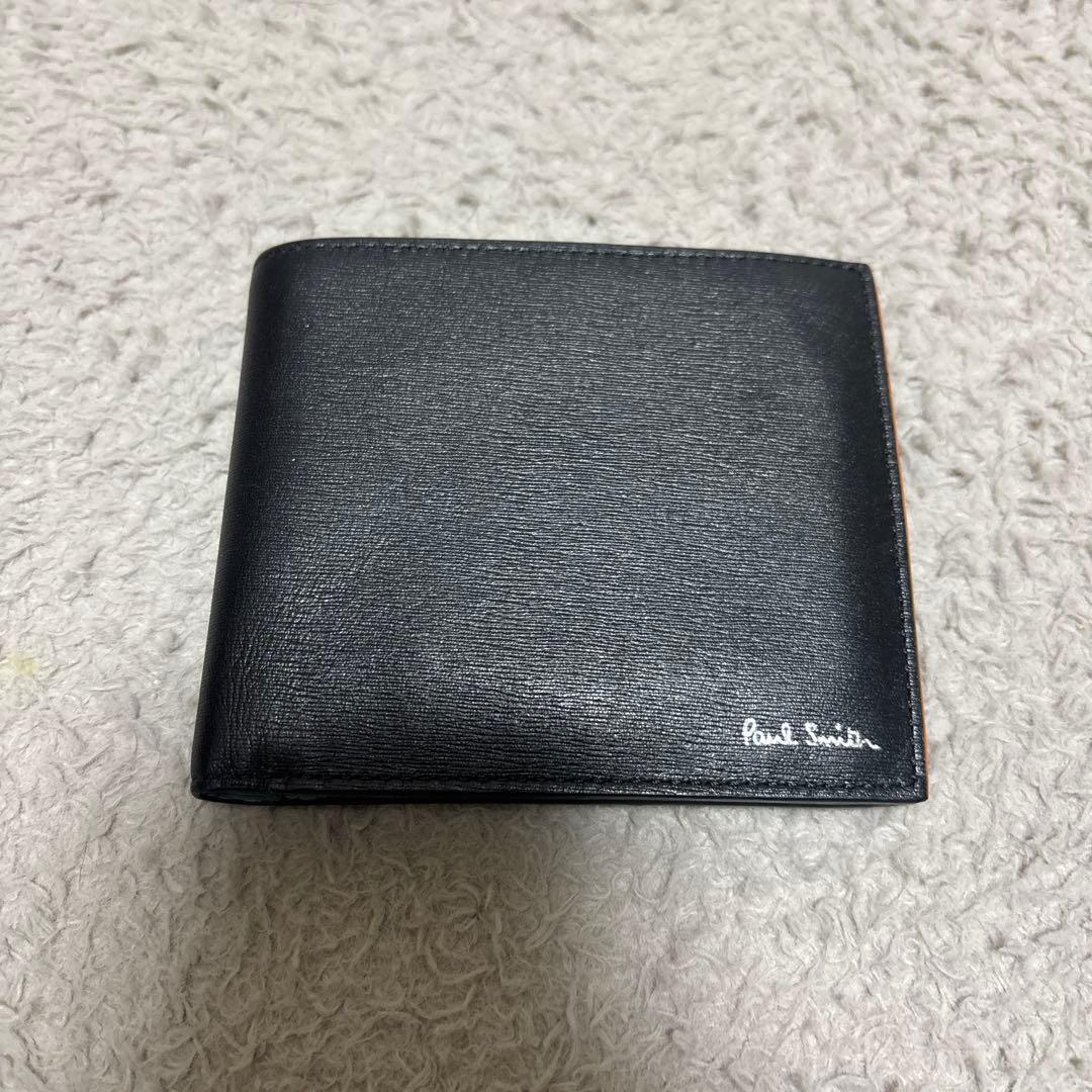 ポールスミス 財布 二つ折り レザー ブラック　イタリア製
