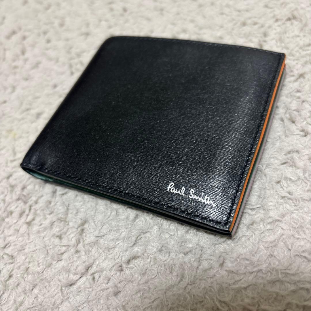 ポールスミス 財布 二つ折り レザー ブラック　イタリア製