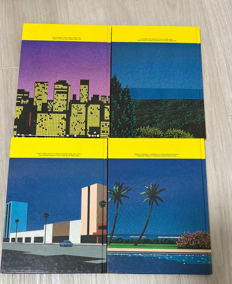 土屋秀、湯村輝彦、永井博 イラスト 英会話カセットテープ、テキスト、マップセット