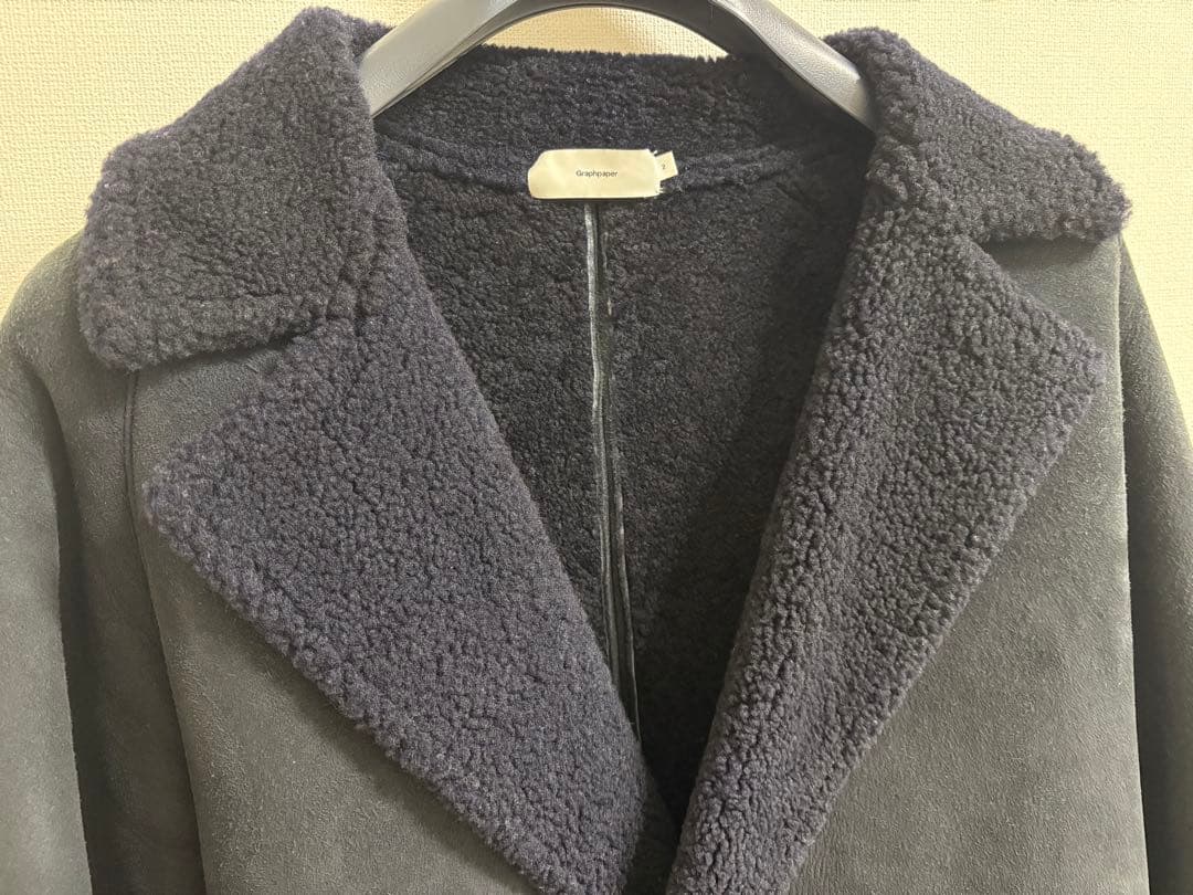 Graphpaper ムートン コート L ネイビー メンズ