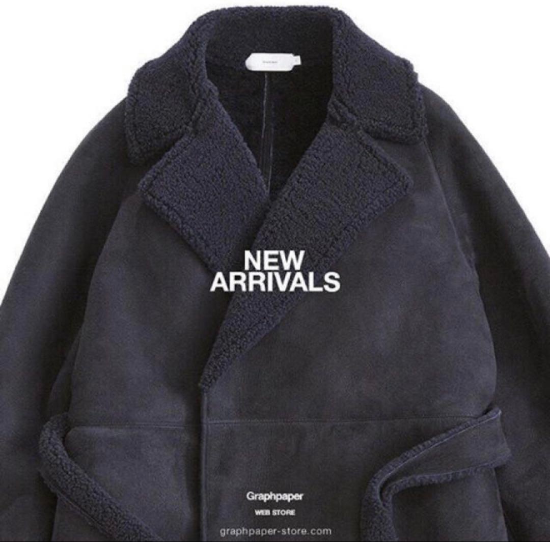 Graphpaper ムートン コート L ネイビー メンズ