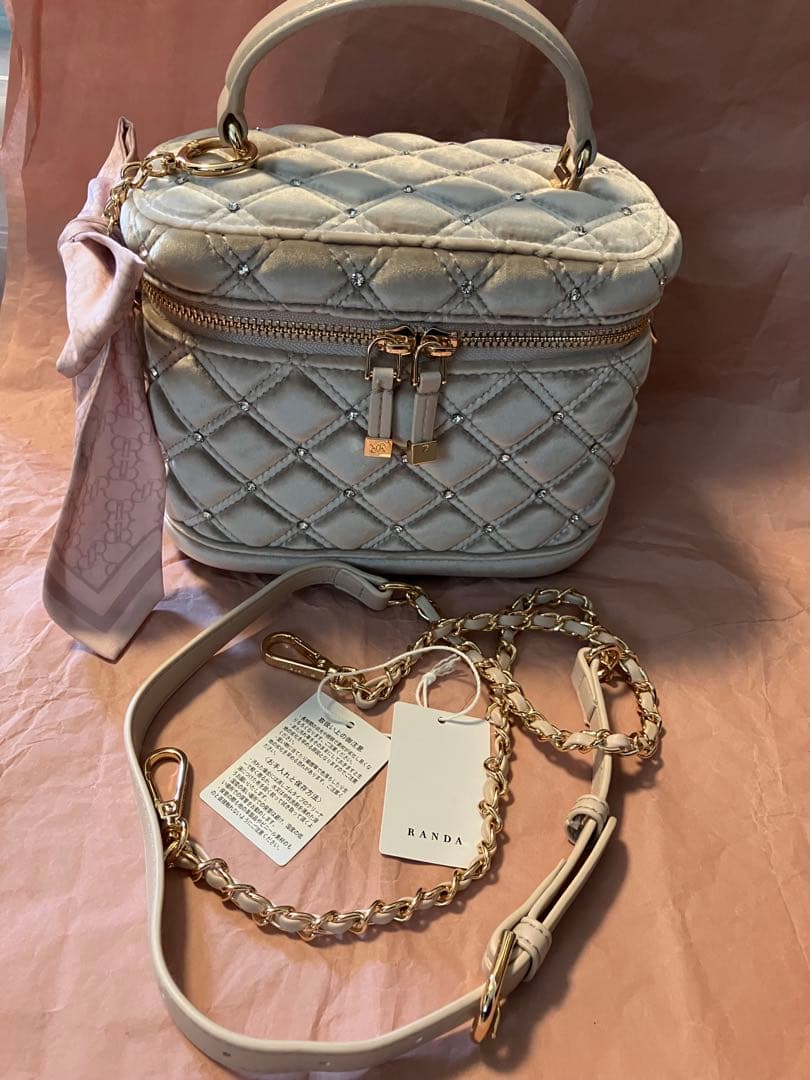 2WAY リボンチャームキルティングバニティバッグ　RANDA ピンク