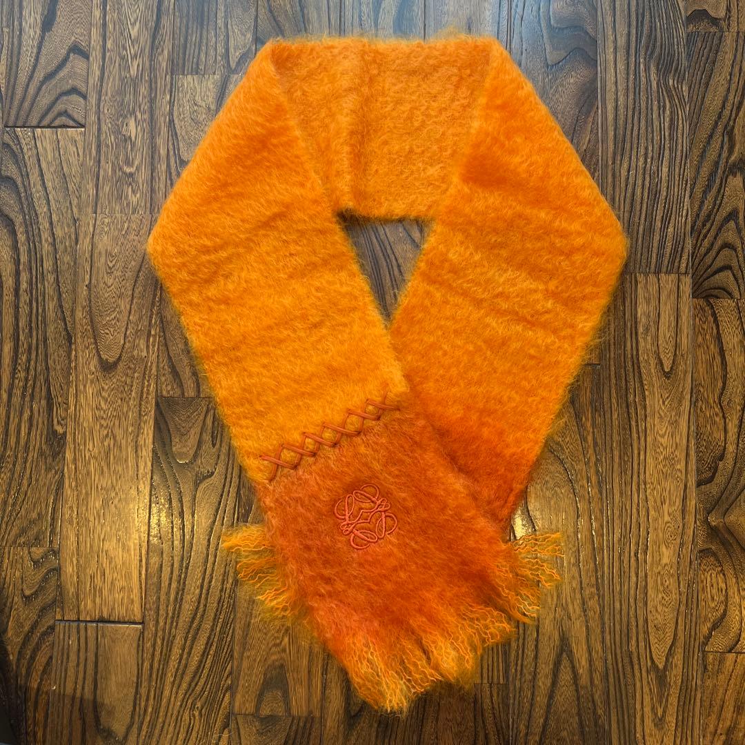 LOEWE ロエベ　オレンジ 編み込みマフラー