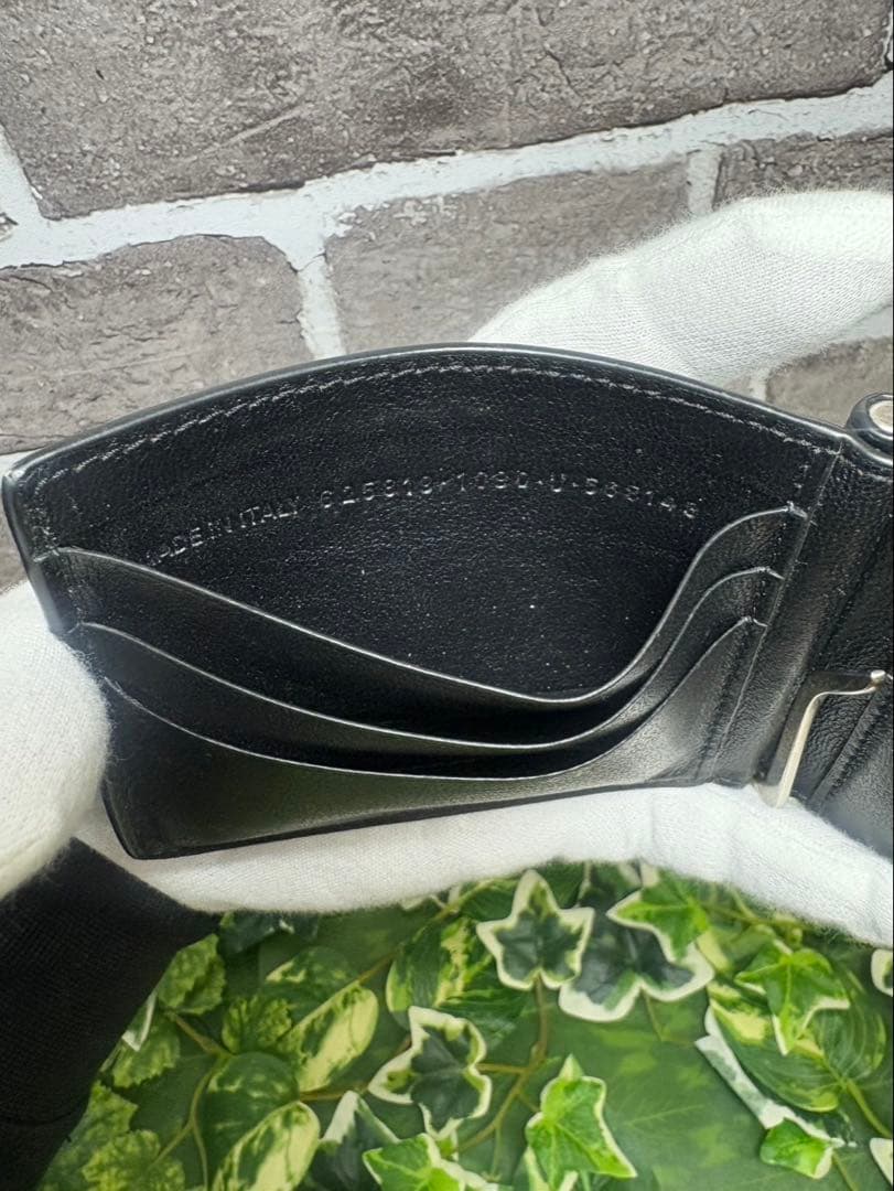 BALENCIAGA ブラックレザー マネークリップ