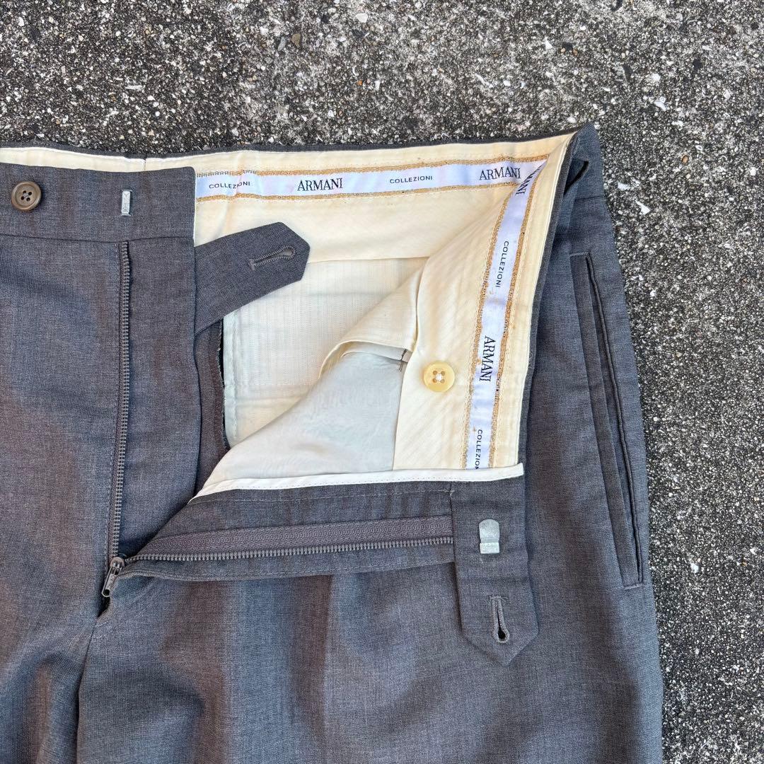 90s ARMANI COLLEZIONI ウールスラックス グレー ワンタック