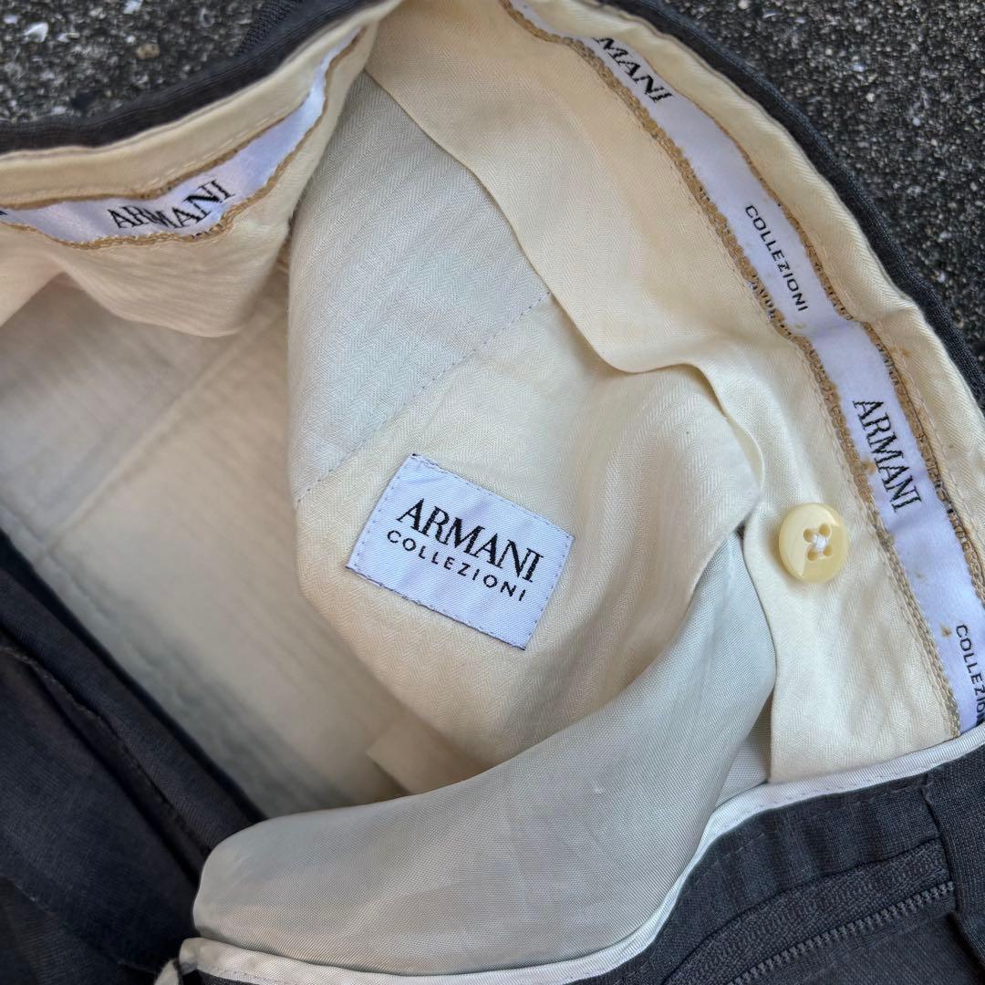 90s ARMANI COLLEZIONI ウールスラックス グレー ワンタック