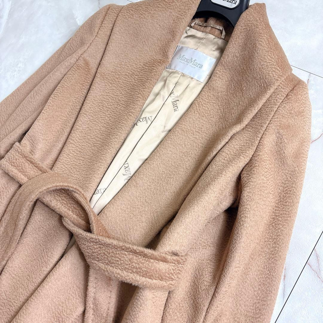 美品　マックスマーラ 白タグ キャメル100% ショール ベルテッドコート38