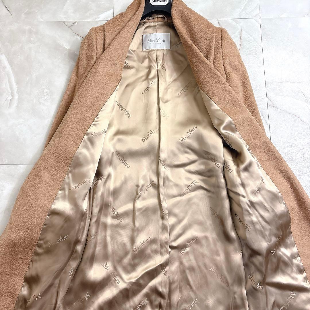 美品　マックスマーラ 白タグ キャメル100% ショール ベルテッドコート38