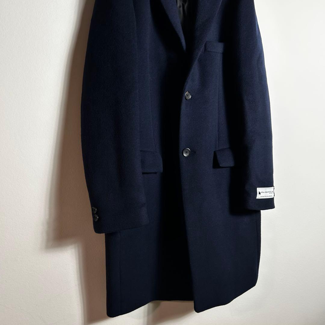 BEAUTY&YOUTH ソリッド 120S メルトン チェスターコートネイビー
