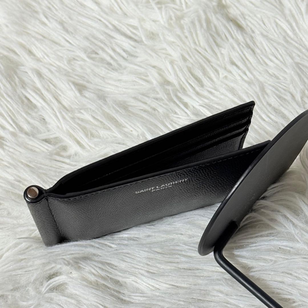 ⭐️未使用⭐️　サンローラン　マネークリップ　二つ折り財布　シルバー金具　黒