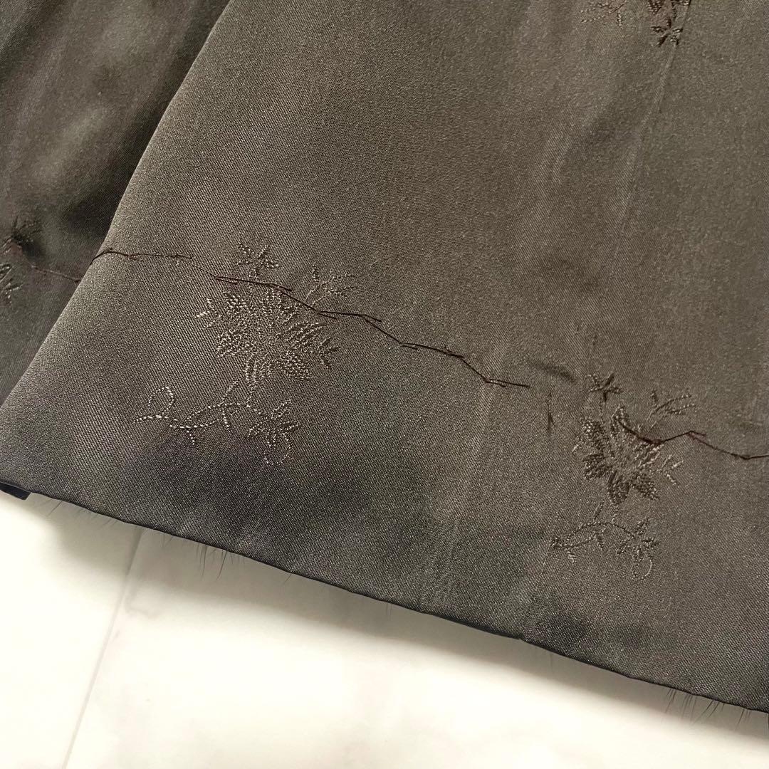 極美品 ミンク 花柄刺繍 リアルファーコート スタンドカラー ミドル丈 L相当