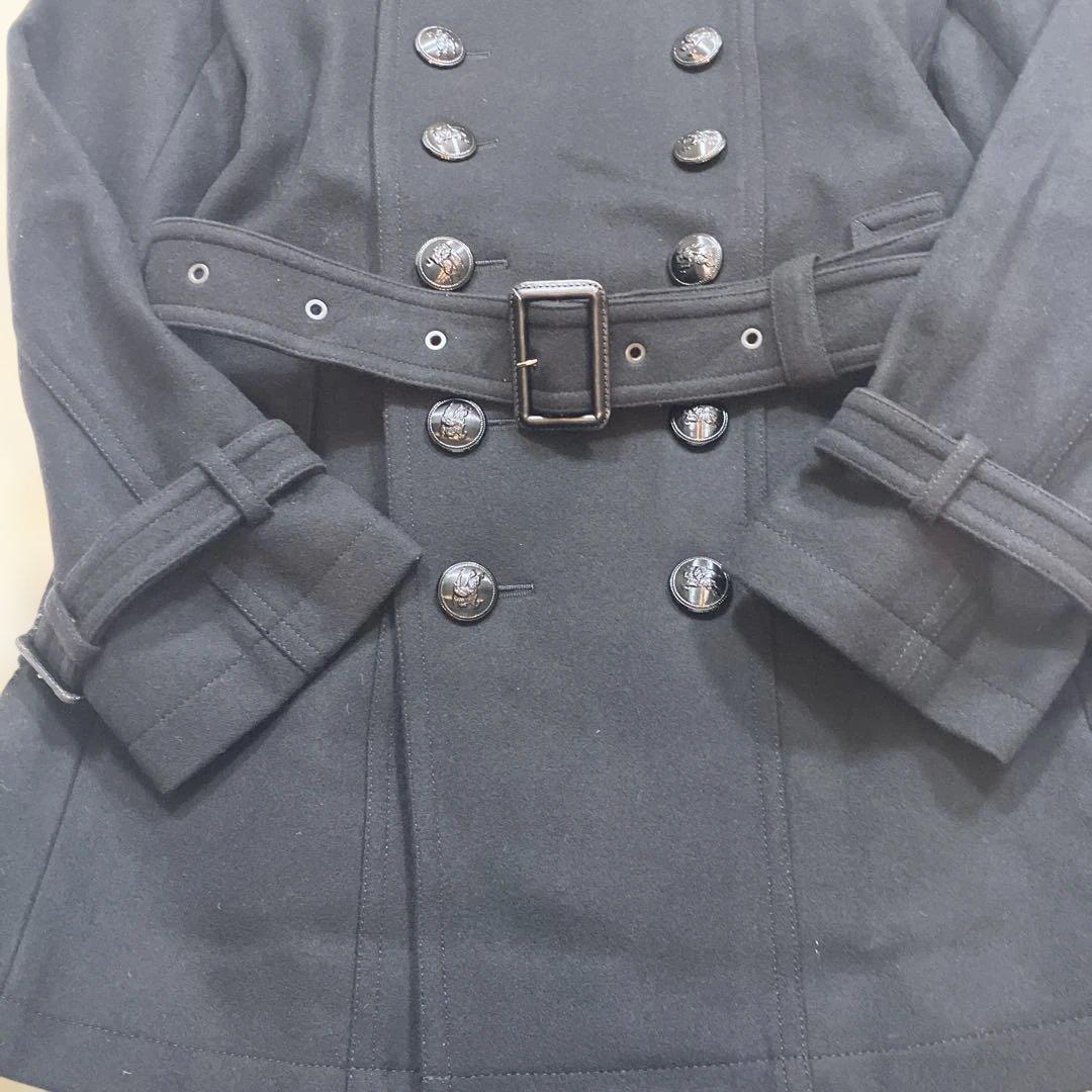 未使用級バーバリーブラックレーベル ナポレオンコートカシミヤ混 ホースロゴ 黒M