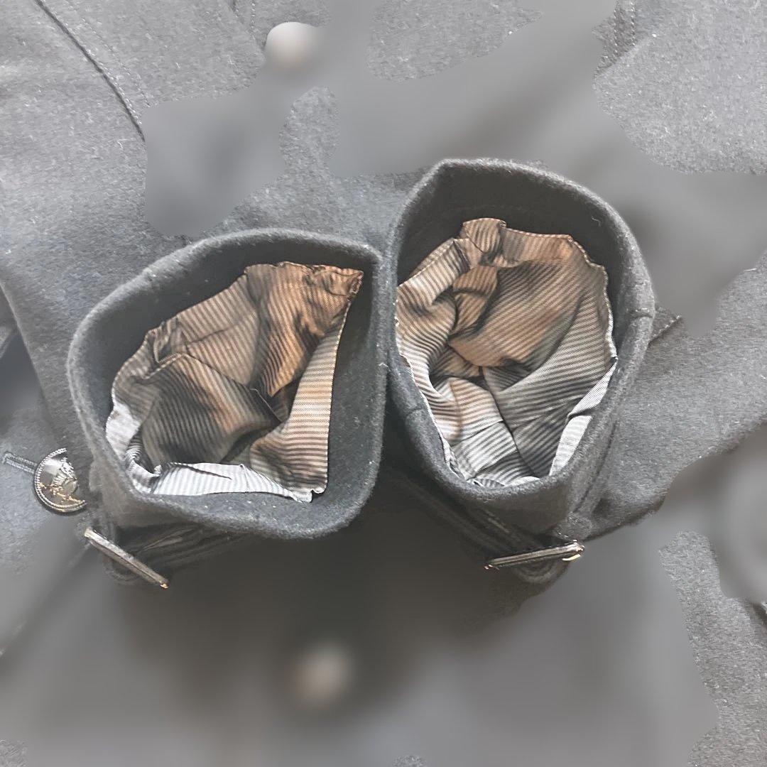 未使用級バーバリーブラックレーベル ナポレオンコートカシミヤ混 ホースロゴ 黒M