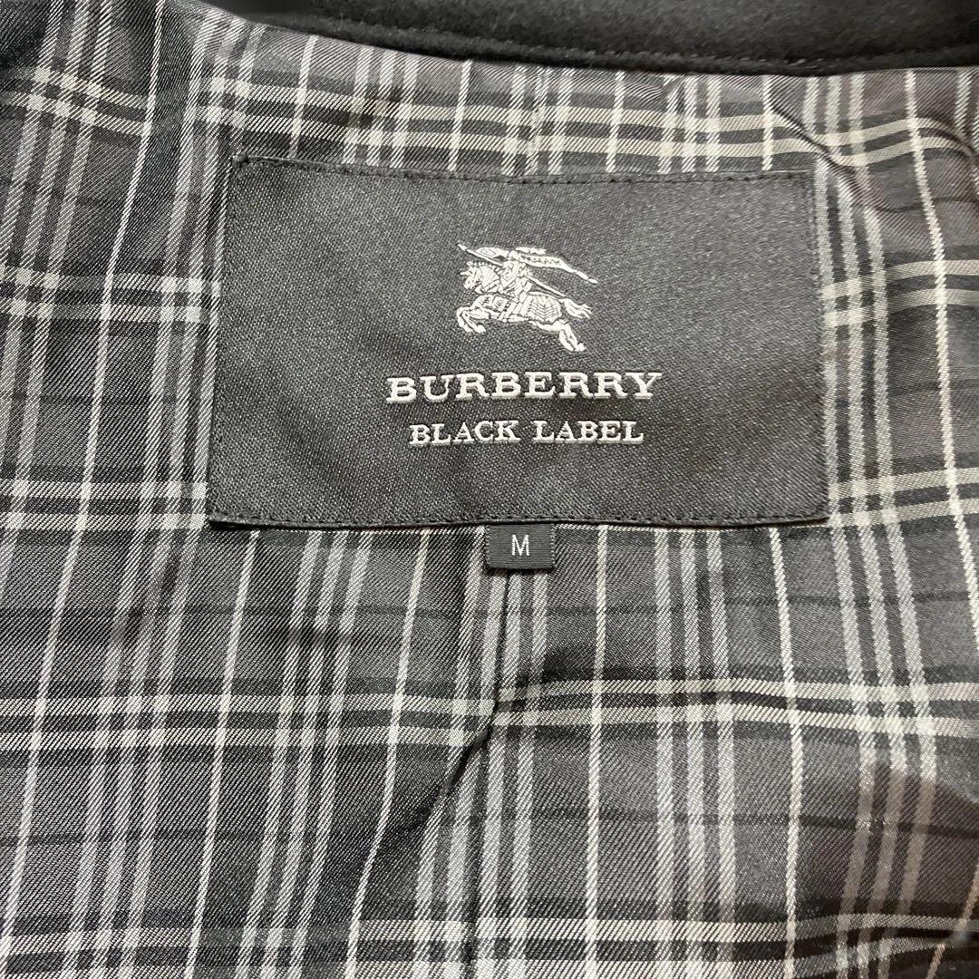 未使用級バーバリーブラックレーベル ナポレオンコートカシミヤ混 ホースロゴ 黒M