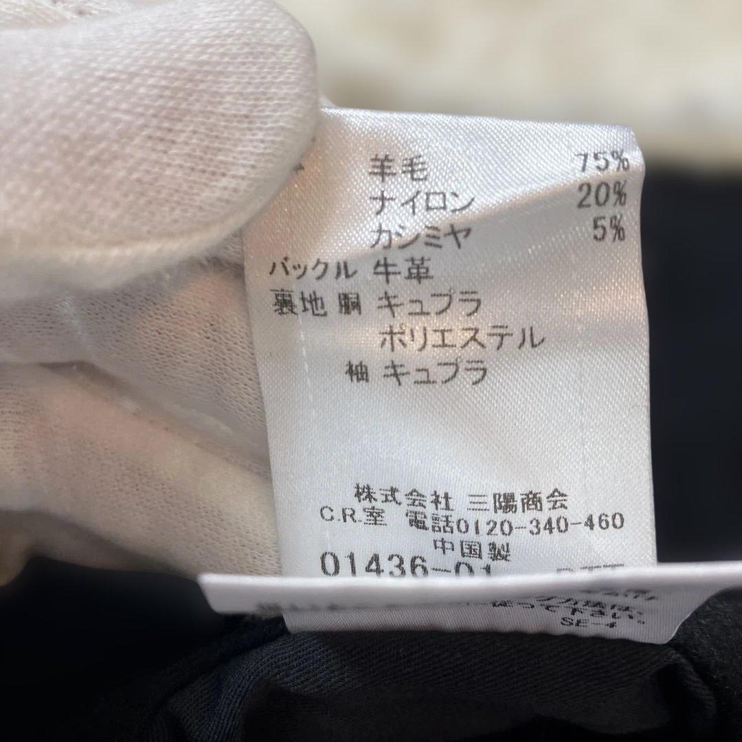 未使用級バーバリーブラックレーベル ナポレオンコートカシミヤ混 ホースロゴ 黒M