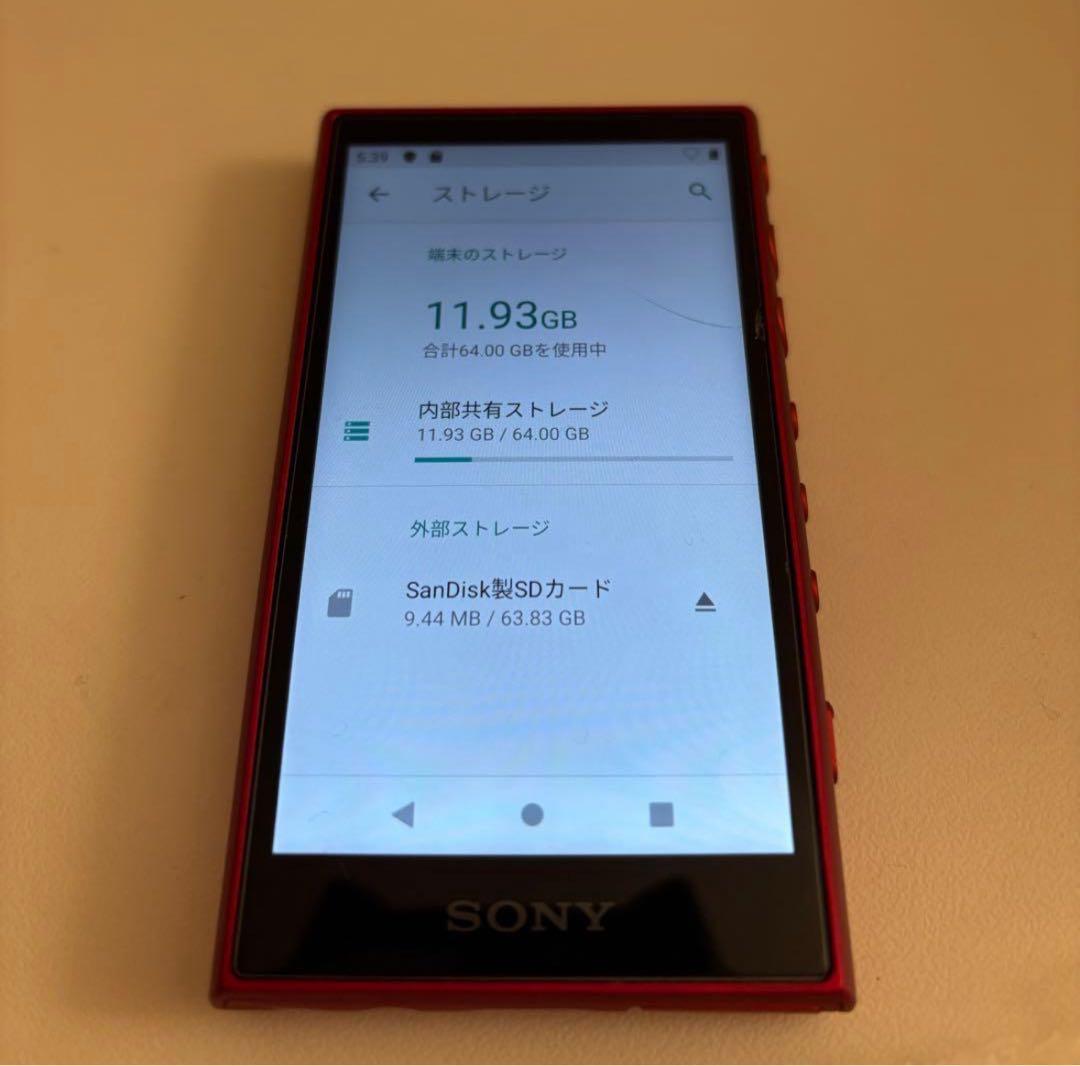 ソニーウォークマンA100シリーズ64GB NW-A107 赤＋SDカード付