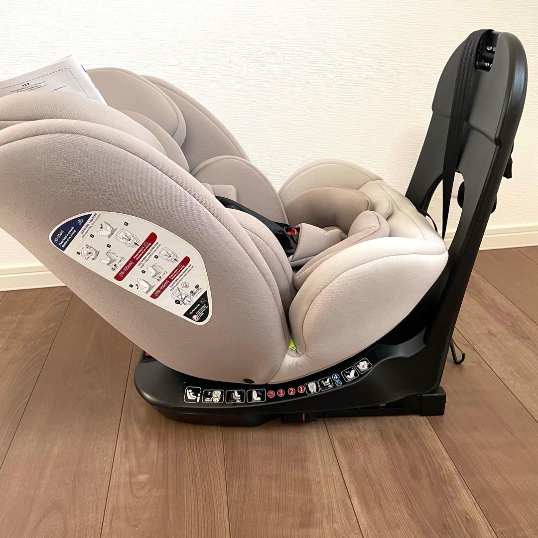 【kissbaby】回転式チャイルドシート グレージュISOFIX対応
