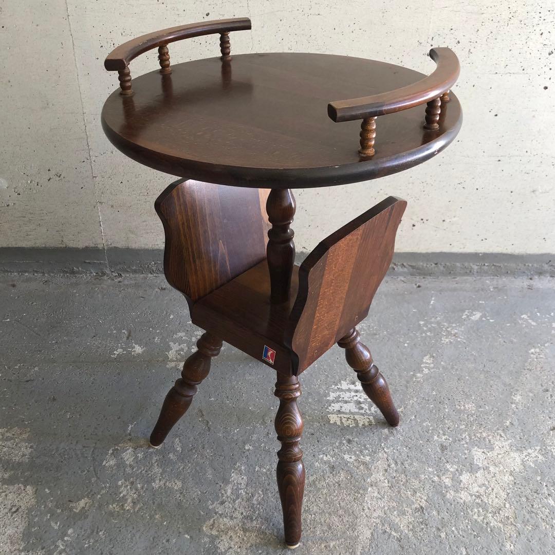 昭和レトロ 飛騨産業 キツツキ サイドテーブル コーヒーテーブル 丸テーブル