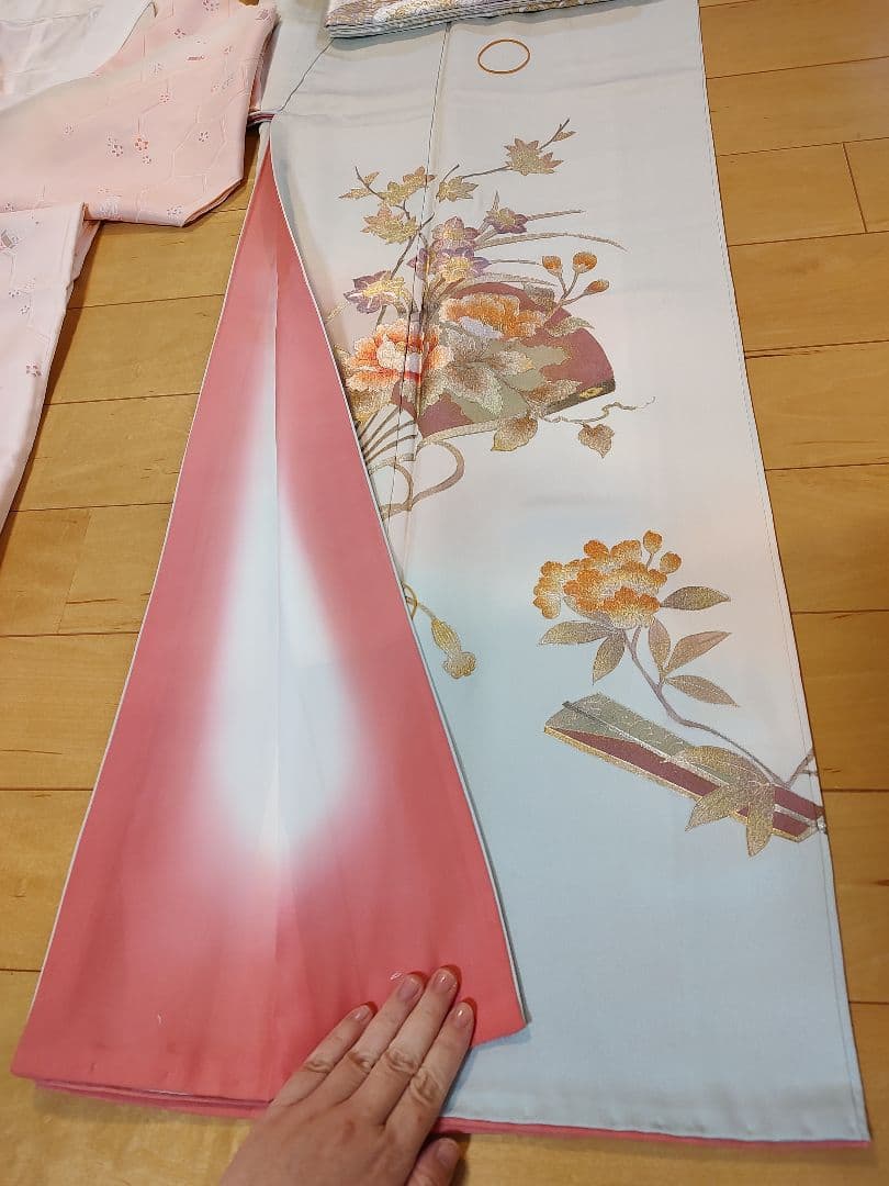 ririページ☆　袋帯単品高級　本金　紹巴　金彩　淡緑　七五三　入学式