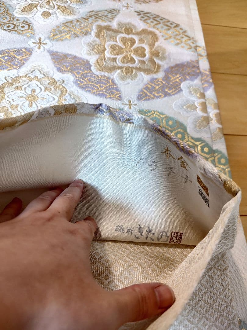 ririページ☆　袋帯単品高級　本金　紹巴　金彩　淡緑　七五三　入学式