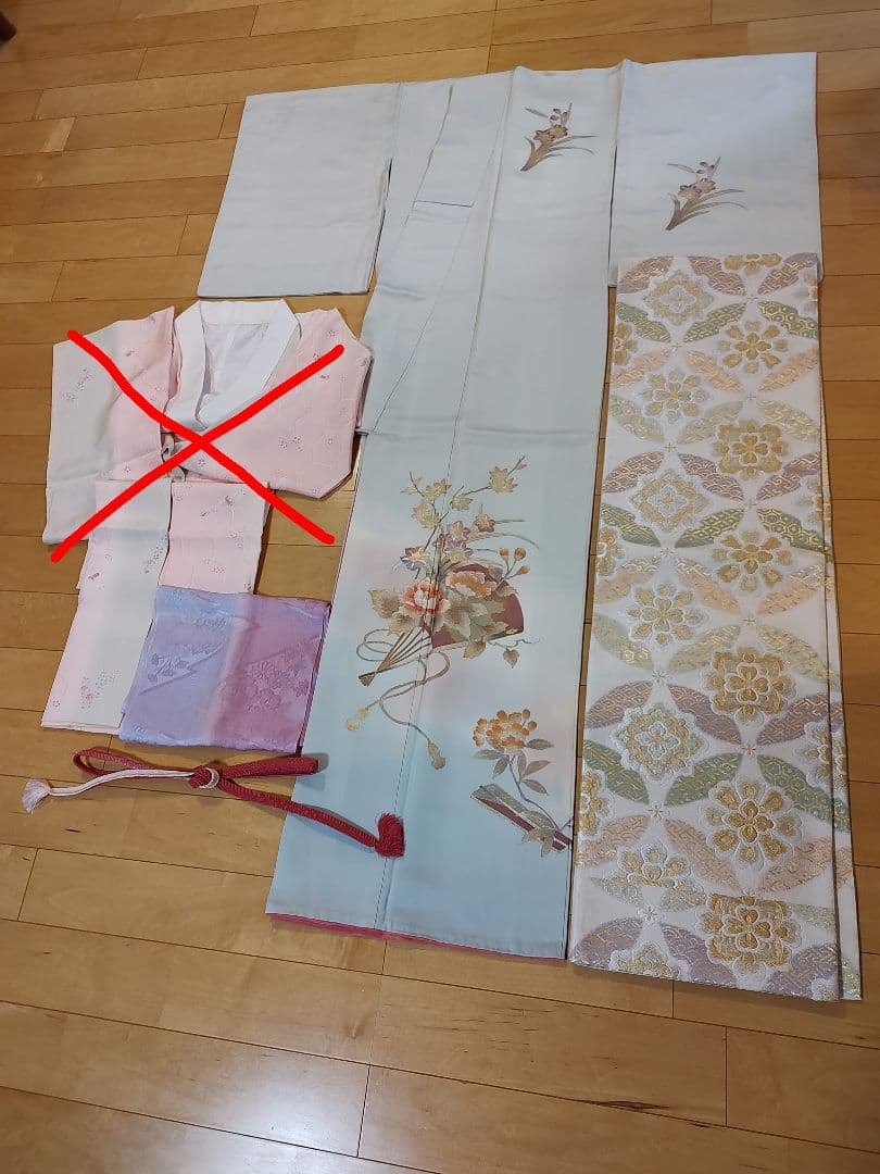 ririページ☆　袋帯単品高級　本金　紹巴　金彩　淡緑　七五三　入学式