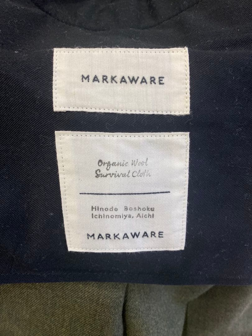 MARKAWARE ウールストレートスラックス　カーキ