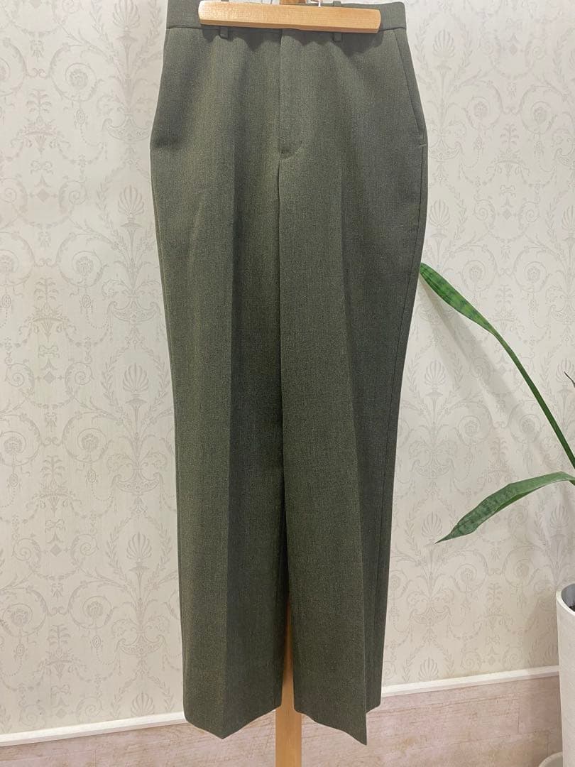 MARKAWARE ウールストレートスラックス　カーキ