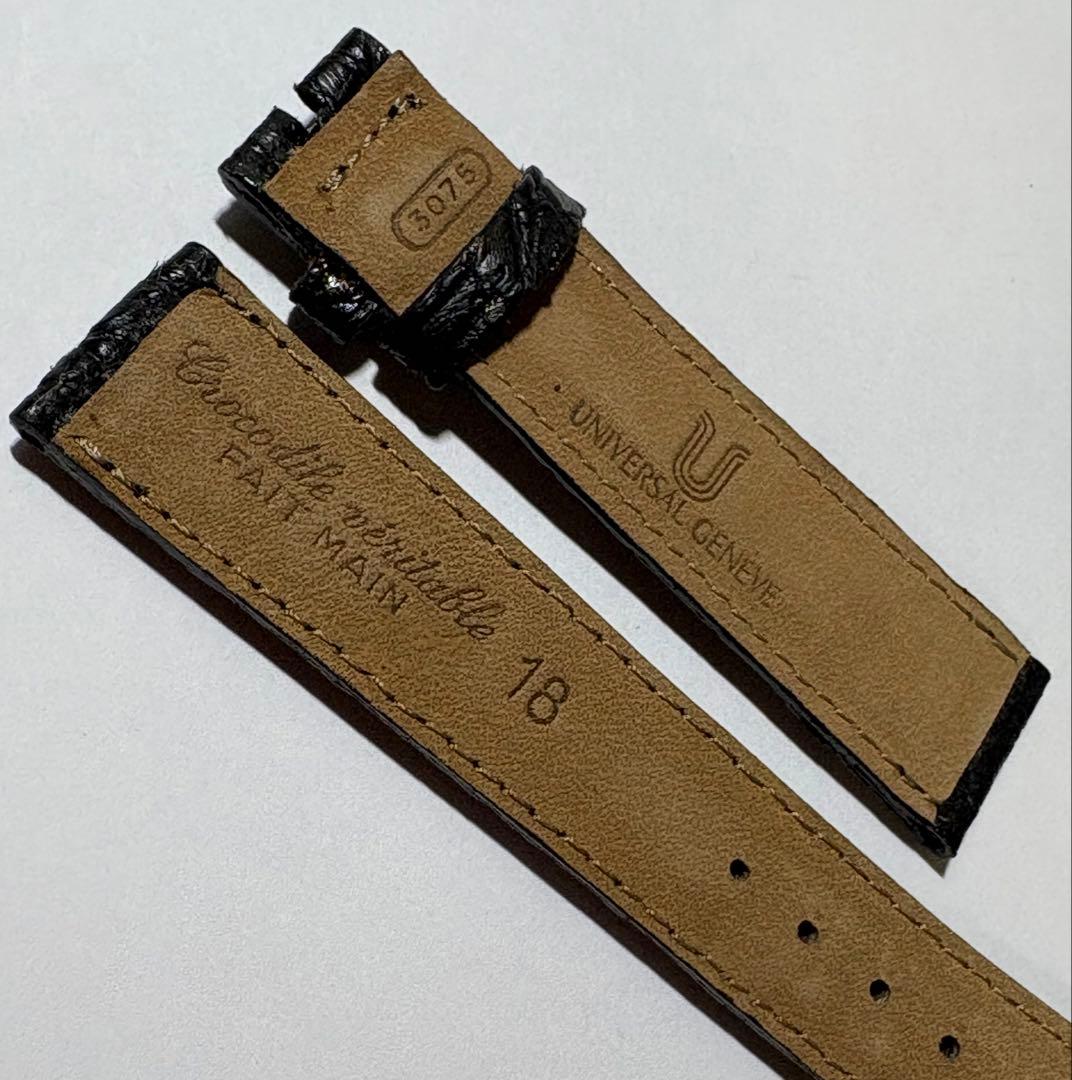 【18mm/未使用】ユニバーサル ジュネーブ クロコダイルレザー 黒