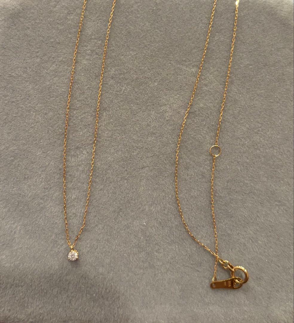 agete K18 ゴールド ネックレス 0.05 ダイヤ