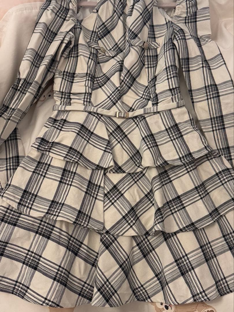 エムミーエメ Sleeve halter check mini onepiece