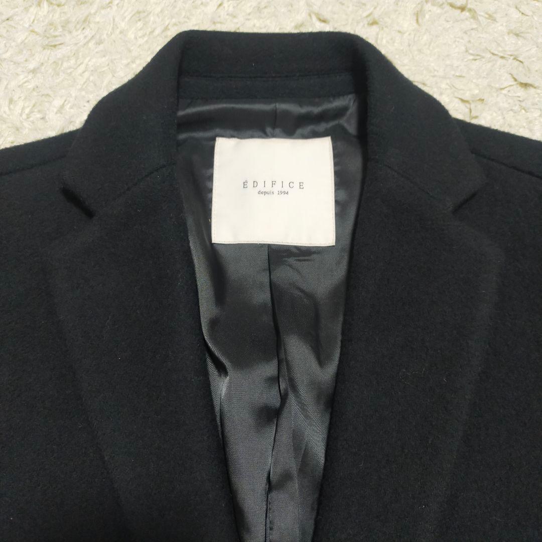 【紳士の装い】エディフィス EDIFICE・チェスターコート・ブラック・M