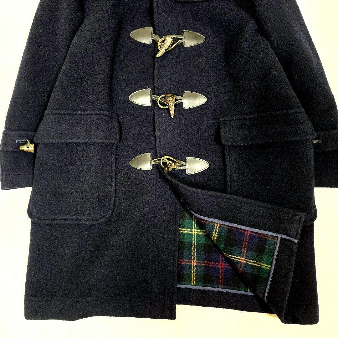 ジェイプレス ダッフルコート ロングコート フード トグル 裏地チェック 濃紺