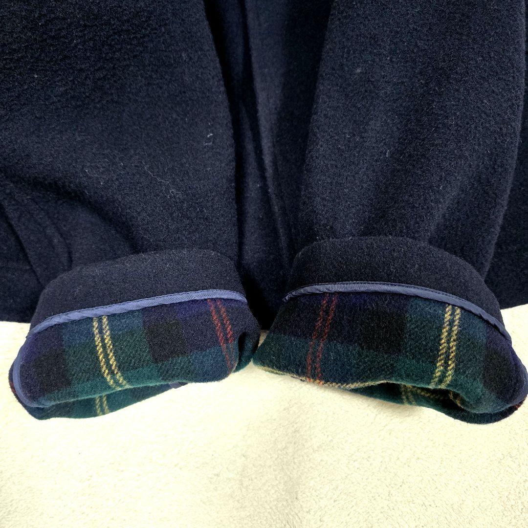 ジェイプレス ダッフルコート ロングコート フード トグル 裏地チェック 濃紺