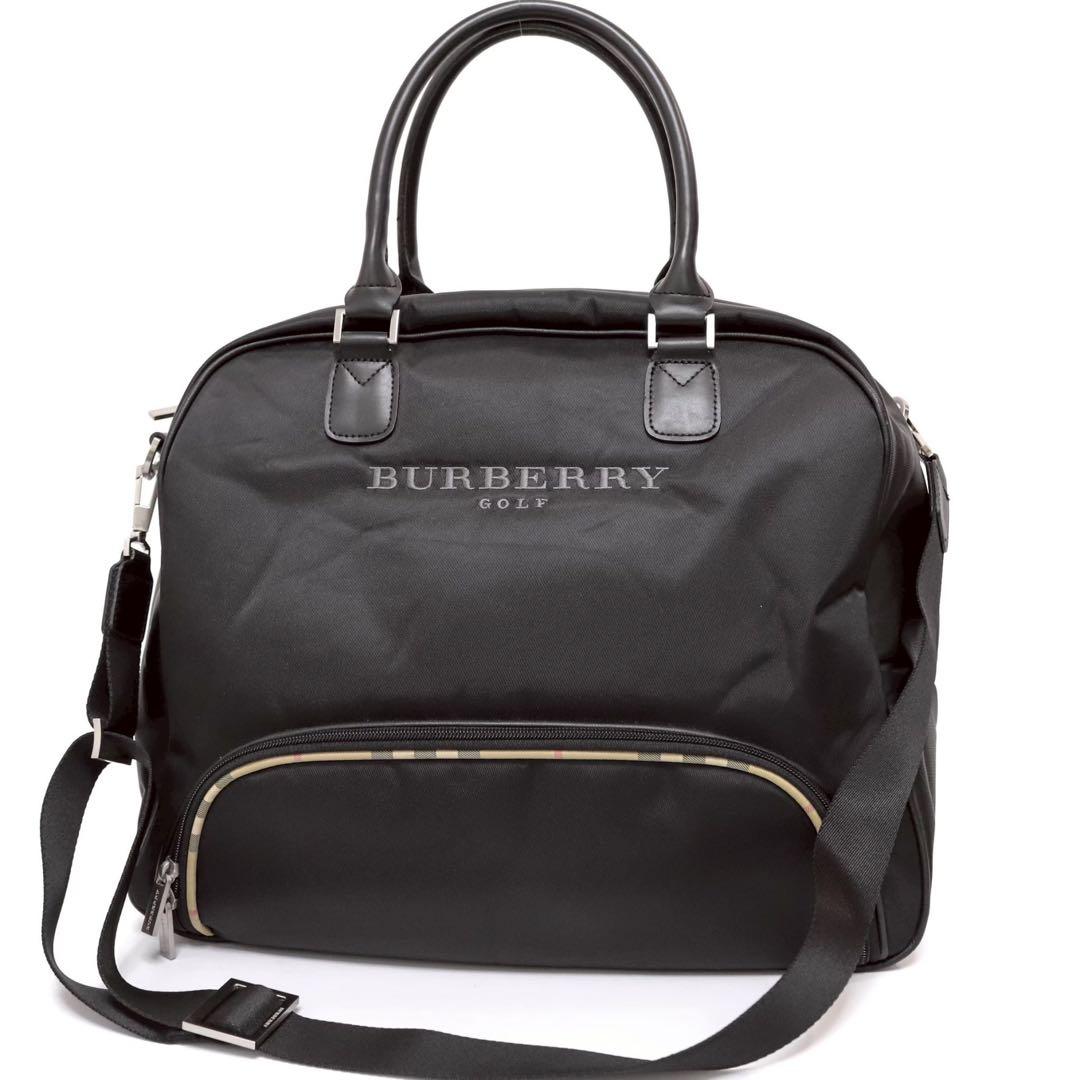 バーバリーゴルフ 2way ボストンバッグ ノバチェック レザー 黒