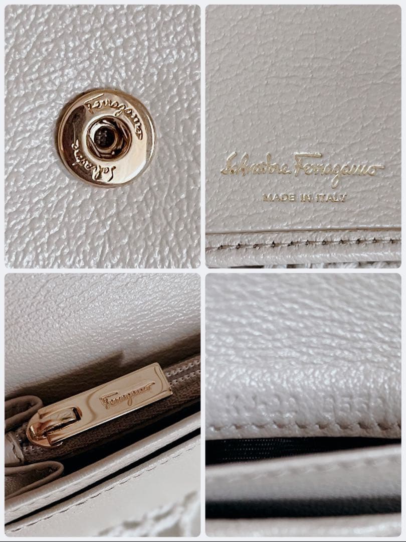 新品同様　サルヴァトーレフェラガモ長財布 ゴールド金具 ベージュ