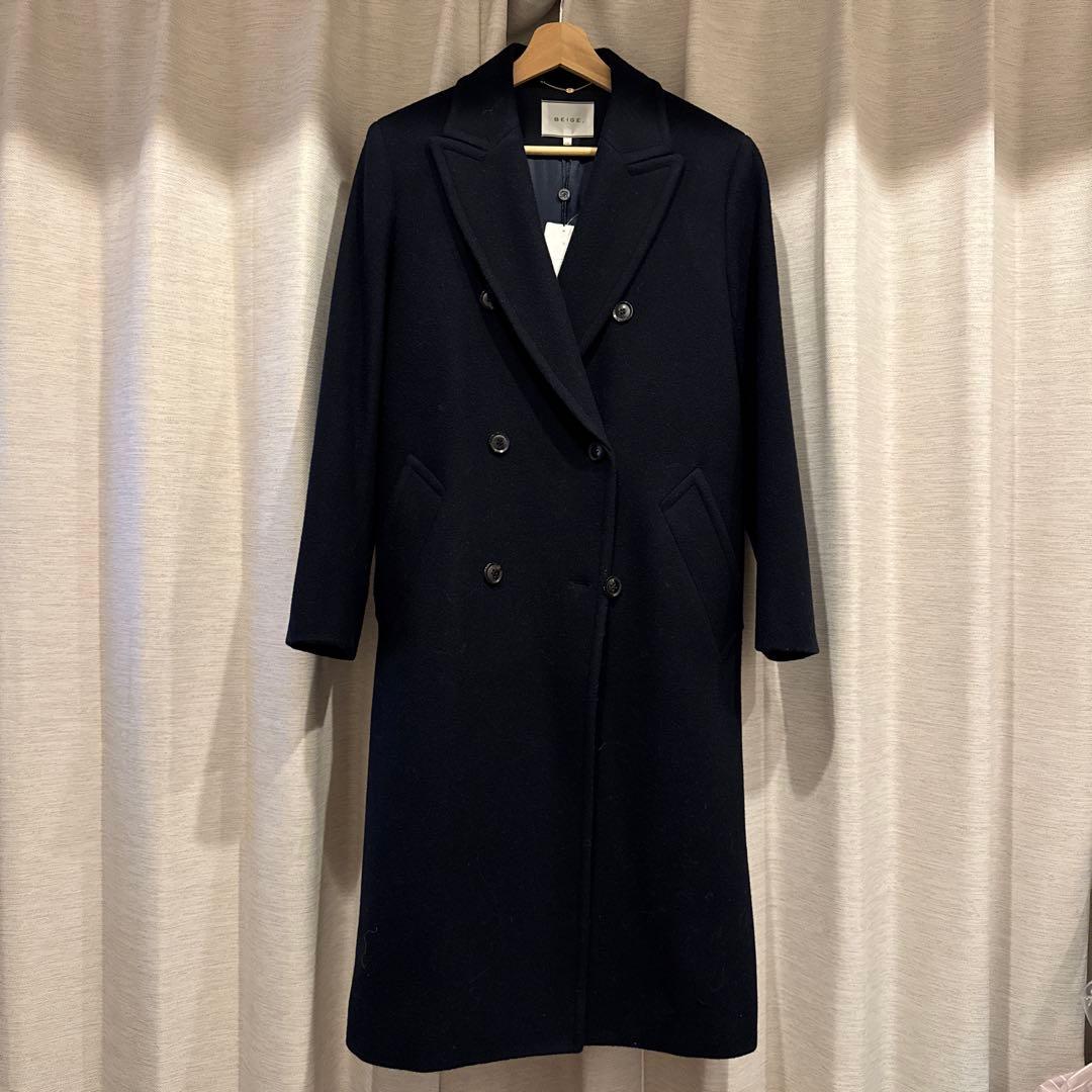 BEIGE. ネイビー ダブルブレストコート