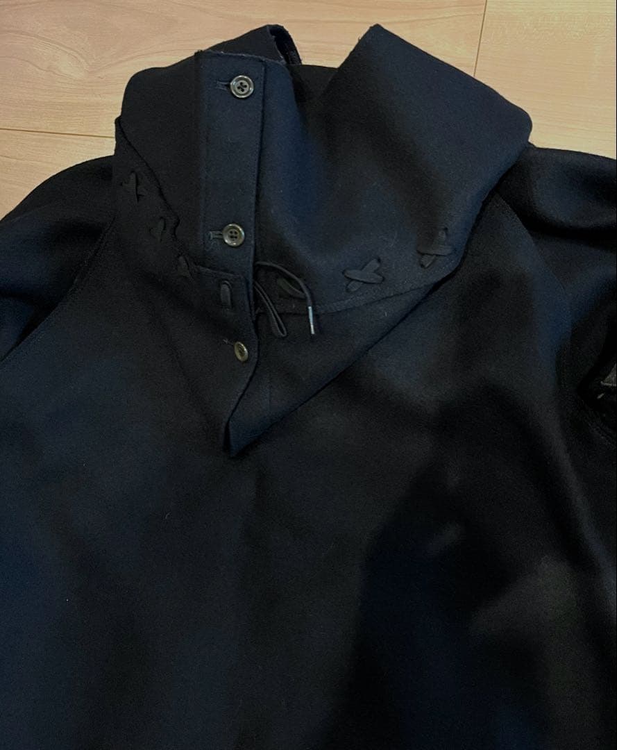 Jipijapa ヒピハパ ダッフルコート 編み込みデザイン 黒 3