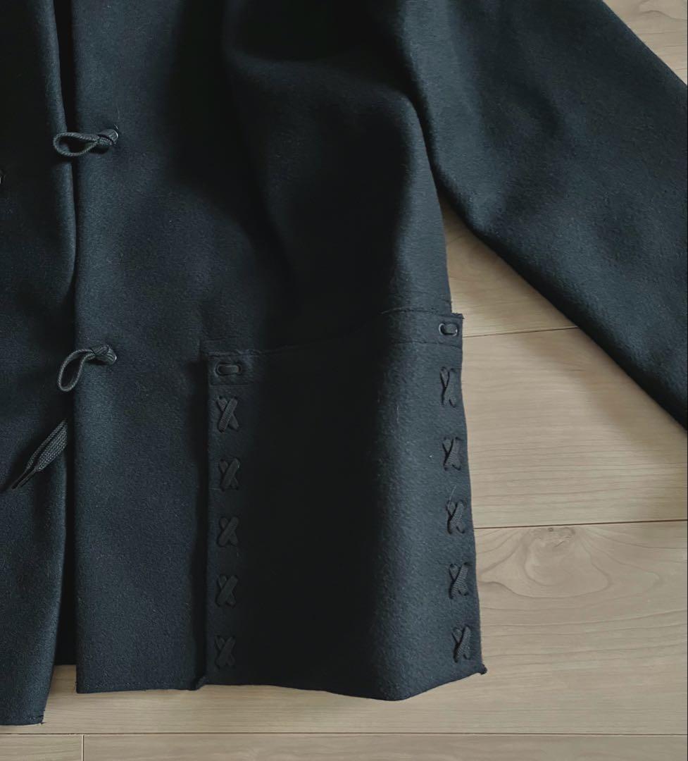 Jipijapa ヒピハパ ダッフルコート 編み込みデザイン 黒 3