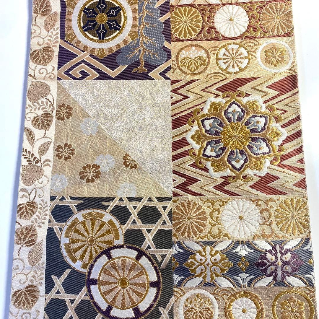 5k515 袋帯　絹　西陣織　聚楽　唐織　正倉院文様　華文　花柄　和装　着物