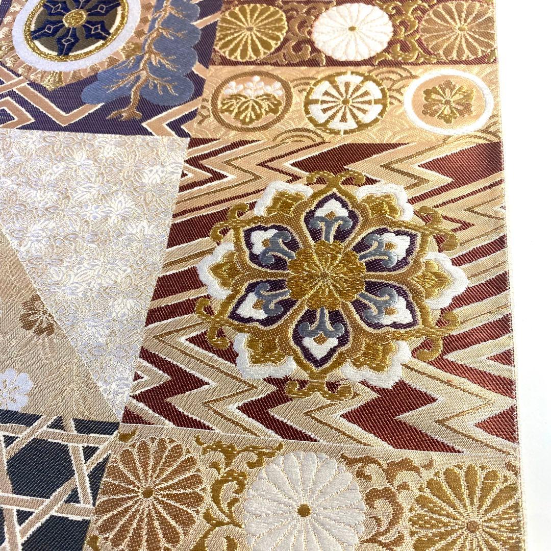 5k515 袋帯　絹　西陣織　聚楽　唐織　正倉院文様　華文　花柄　和装　着物